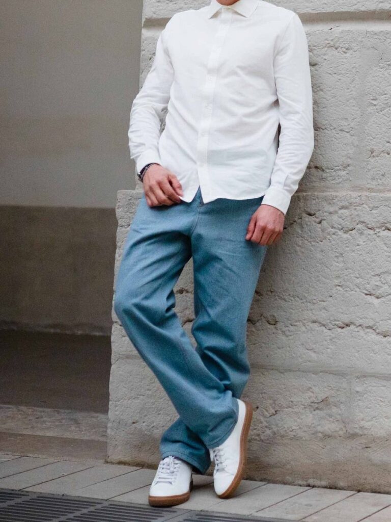1083 - JEANS LARGE 115N coton francais superdenim recycle bleu clair