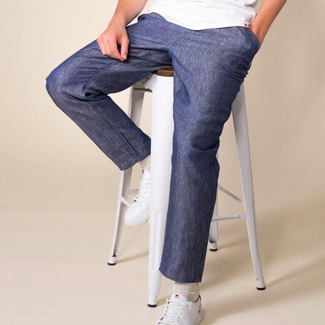 1083 - JOGGJEANS LIN CAROTTE 122N microdenim bleu Homme