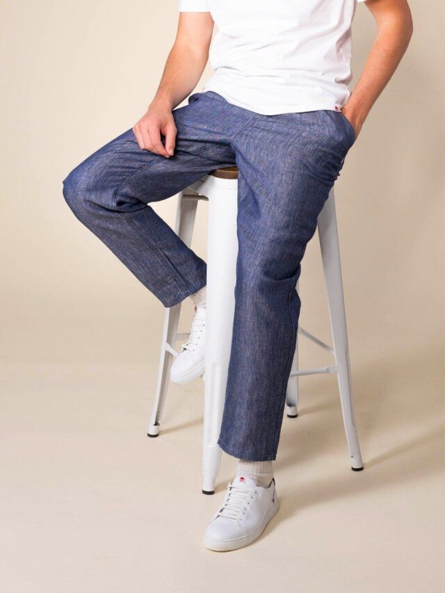 1083 - JOGGJEANS LIN CAROTTE 122N microdenim bleu Homme