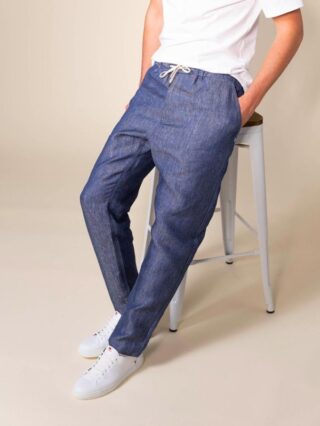 1083 - JOGGJEANS LIN CAROTTE 122N microdenim bleu Homme