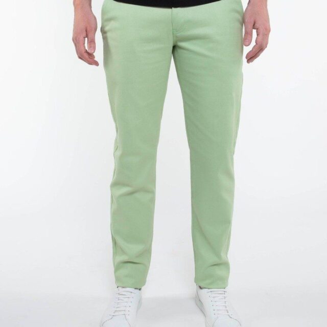 1083 - CHINO AJUSTE 163N coton bio filidenim flex uni vert amande Homme