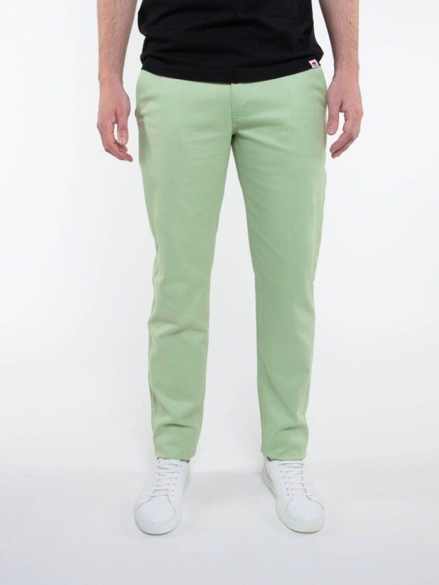 1083 - CHINO AJUSTE 163N coton bio filidenim flex uni vert amande Homme