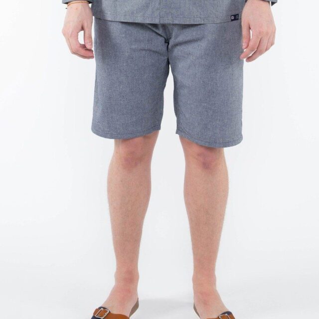 1083 - JOGGSHORT AMPLE 172N BLANC DES VOSGES  coton bio uni bleu gris