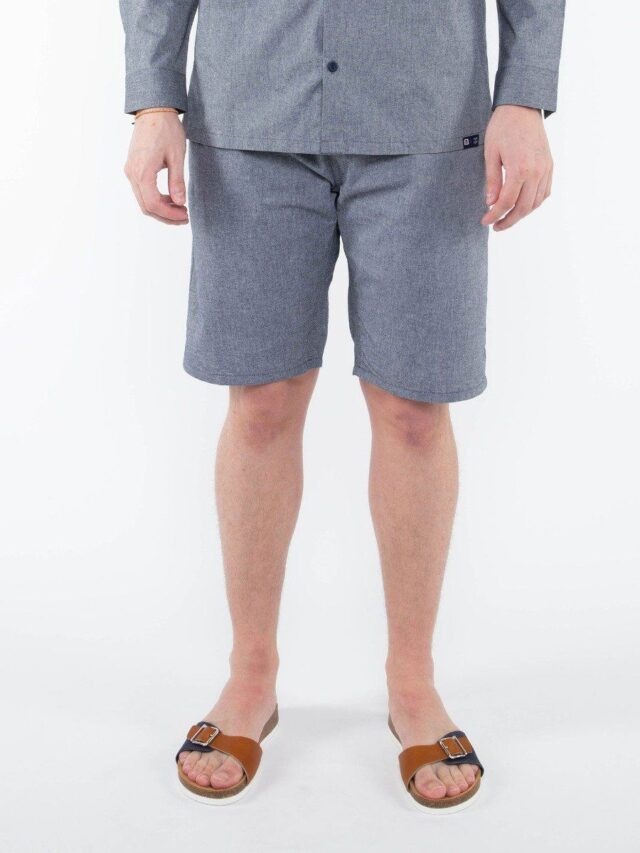 1083 - JOGGSHORT AMPLE 172N BLANC DES VOSGES  coton bio uni bleu gris