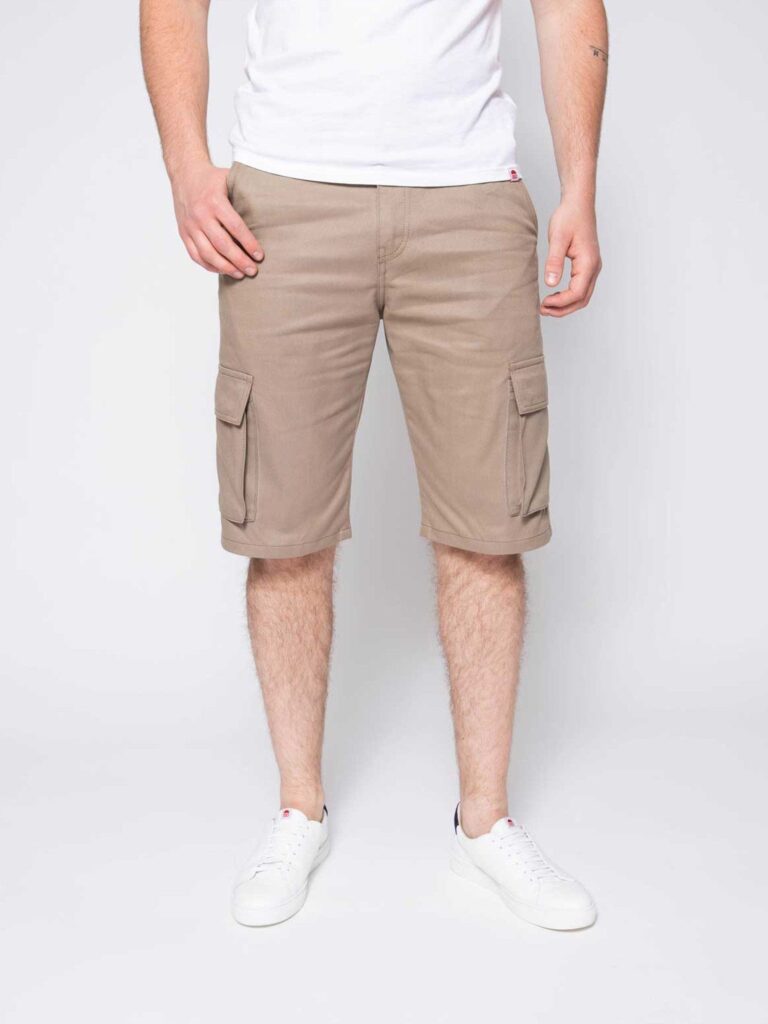 1083 - BERMUDA CARGO DROIT 179N coton bio denimoriginal uni beige Homme
