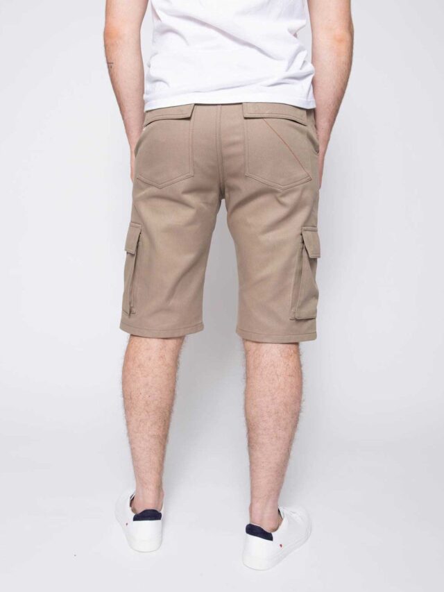 1083 - BERMUDA CARGO DROIT 179N coton bio denimoriginal uni beige Homme