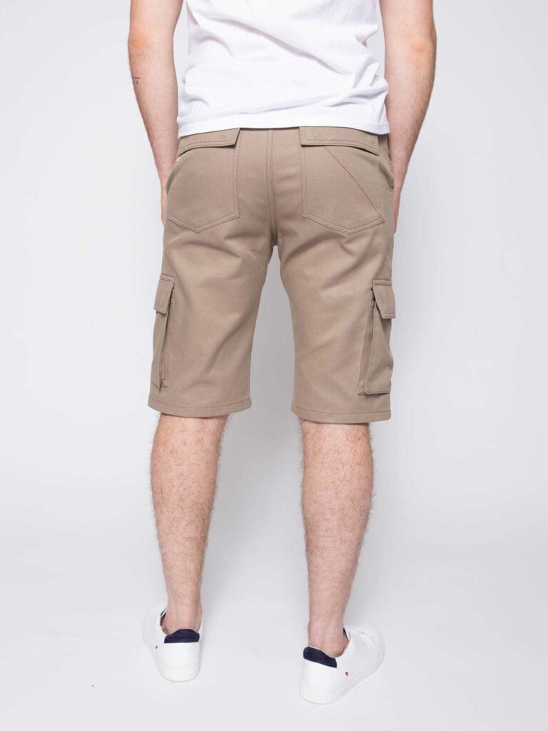 1083 - BERMUDA CARGO DROIT 179N coton bio denimoriginal uni beige Homme