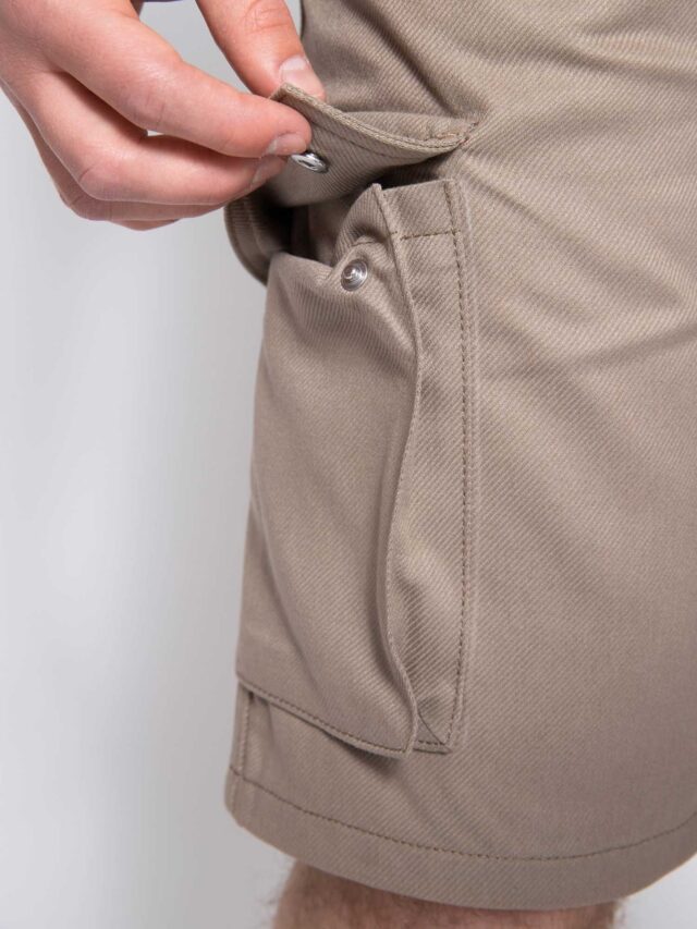 1083 - BERMUDA CARGO DROIT 179N coton bio denimoriginal uni beige Homme