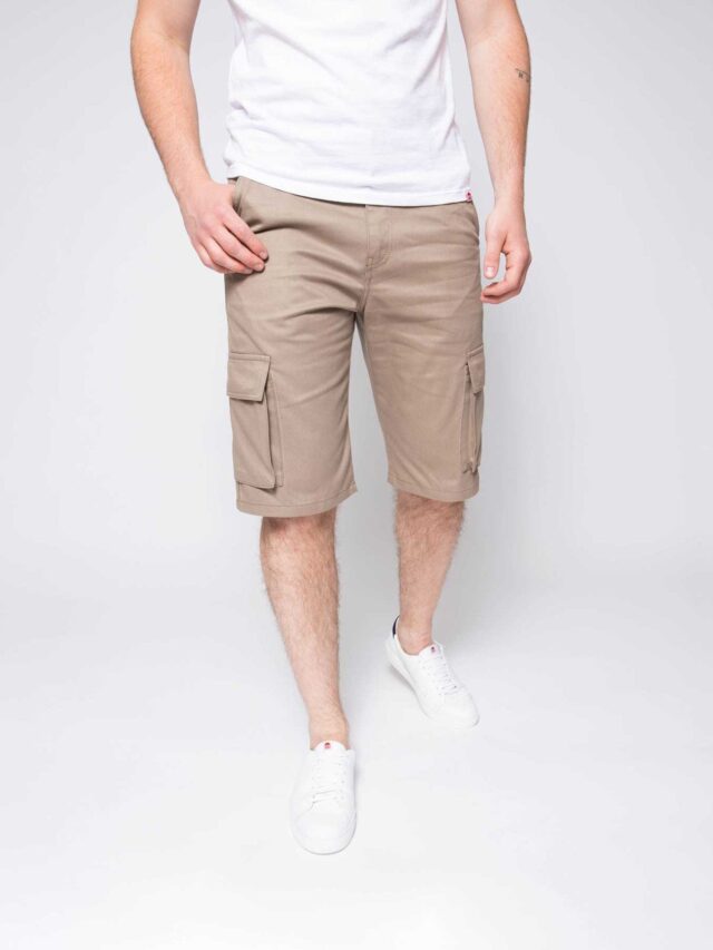 1083 - BERMUDA CARGO DROIT 179N coton bio denimoriginal uni beige Homme
