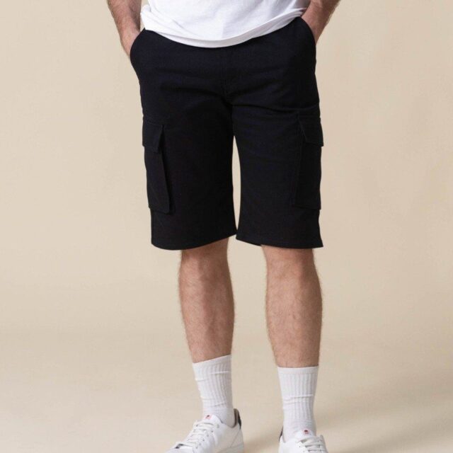 1083 - SHORT CARGO DROIT 179N coton bio denimoriginal uni noir Homme