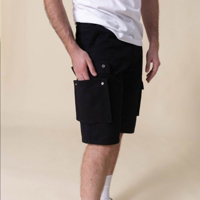 1083 - SHORT CARGO DROIT 179N coton bio denimoriginal uni noir Homme