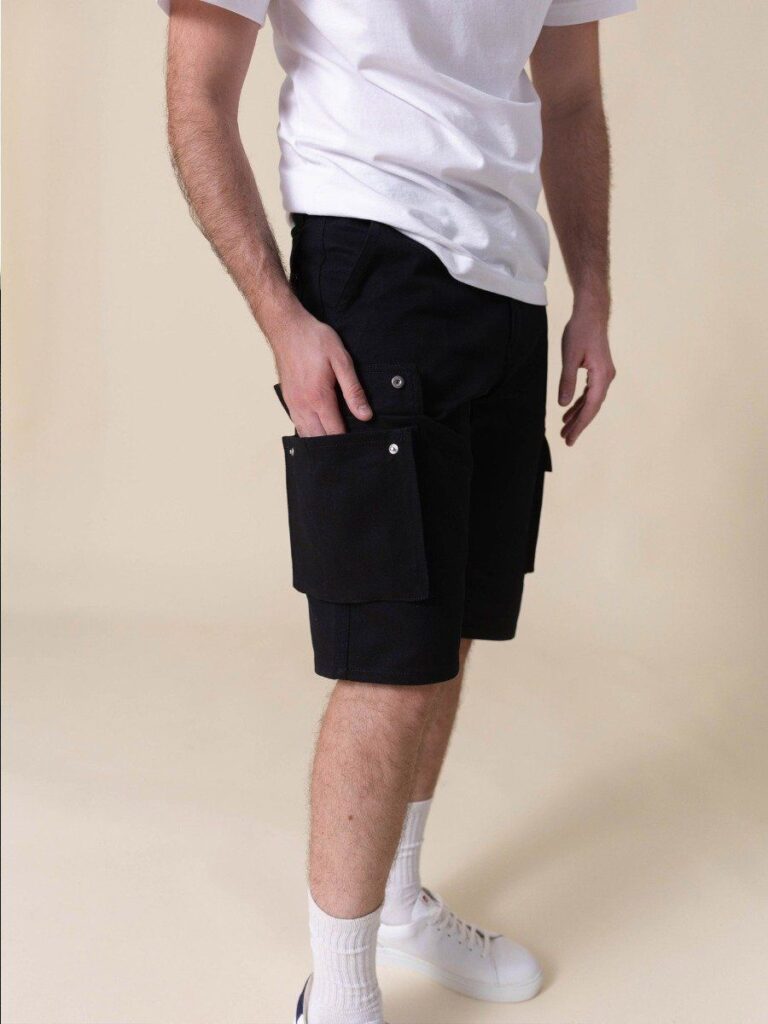 1083 - SHORT CARGO DROIT 179N coton bio denimoriginal uni noir Homme