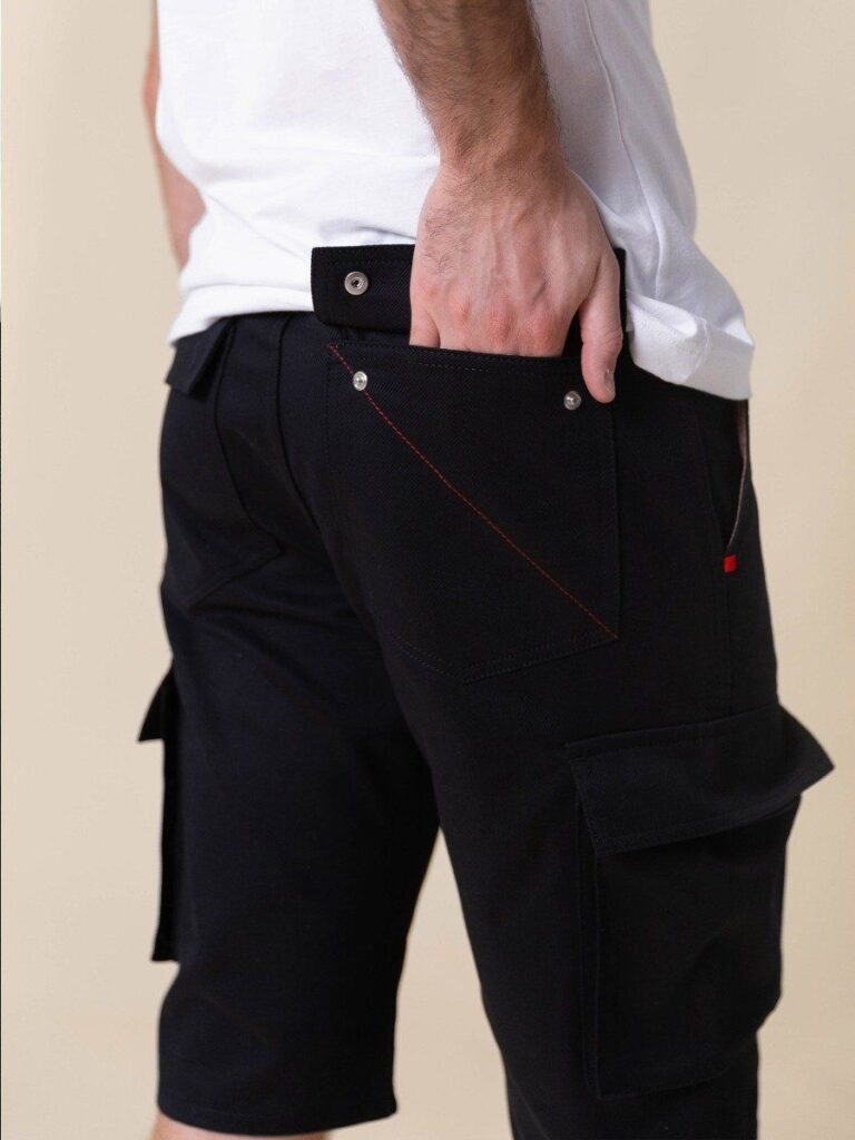 1083 - SHORT CARGO DROIT 179N coton bio denimoriginal uni noir Homme