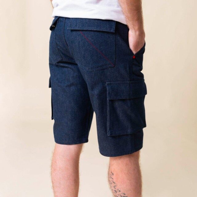 1083 - SHORT CARGO JEANS 179N coton bio superdenim bleu Homme