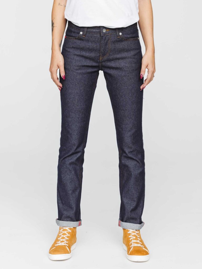 1083 - JEANS DROIT 201N coton bio superdenim flex indigo brut Femme