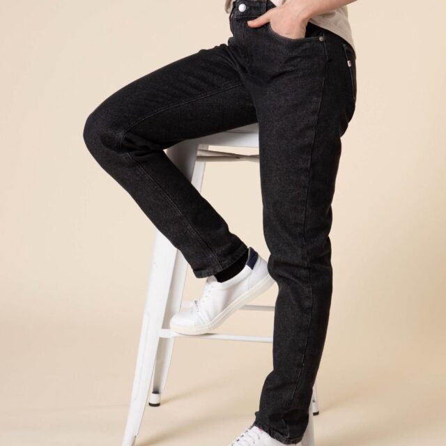 1083 - JEANS AJUSTE 203N DELAVE noir graphite superdenim flex coton bio