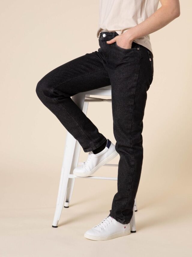 1083 - JEANS AJUSTE 203N DELAVE noir graphite superdenim flex coton bio