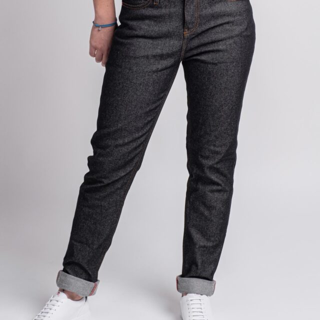 1083 - JEANS AJUSTE 203N coton bio superdenim flex noir brut Femme