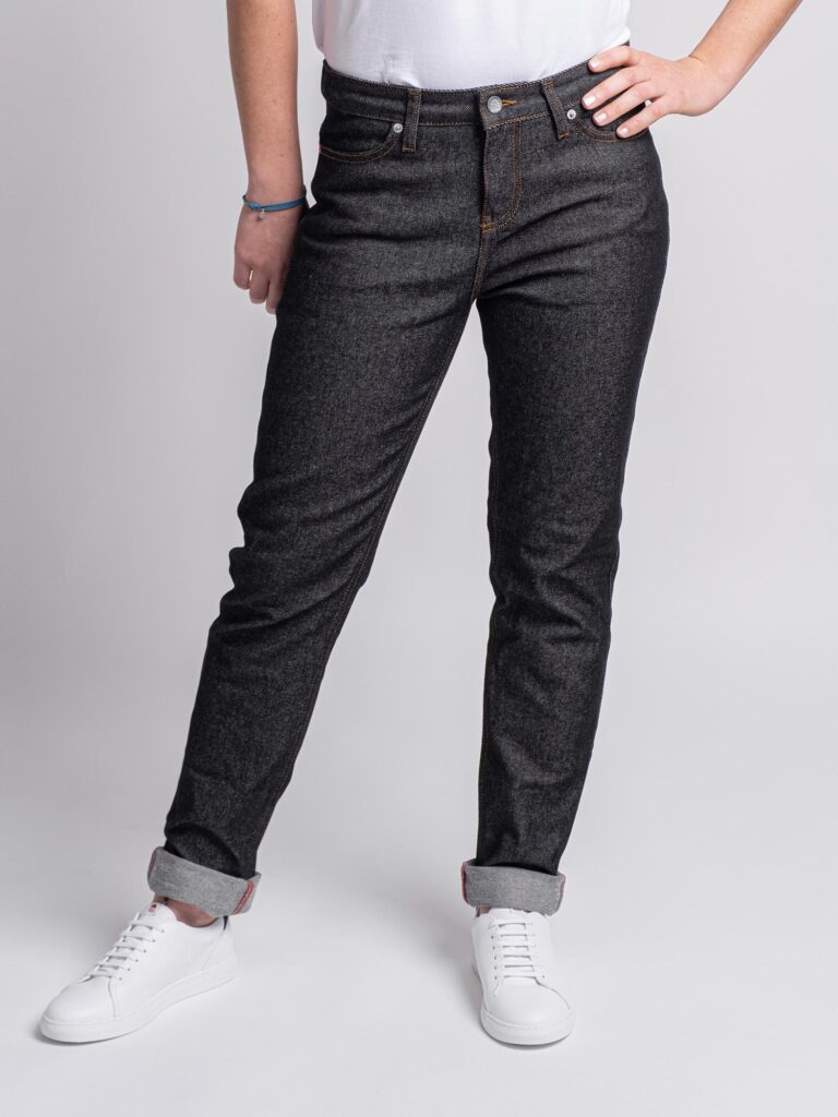 1083 - JEANS AJUSTE 203N coton bio superdenim flex noir brut Femme