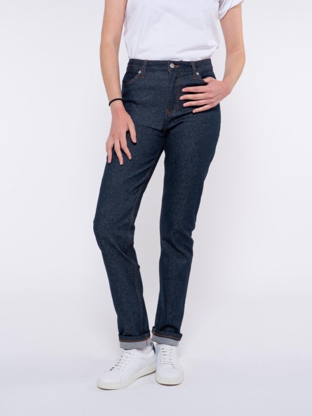 1083 - JEANS SLIM 204H FUSELE taille haute coton bio filidenim flex bleu Femme