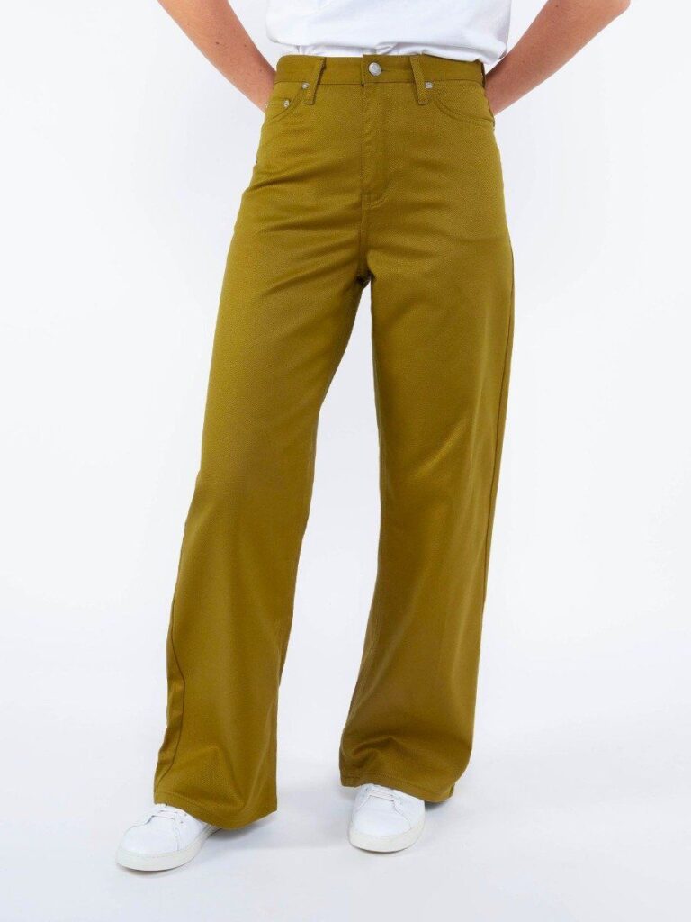 1083 - JEANS LARGE 206H taille haute coton bio denimoriginal olive Femme