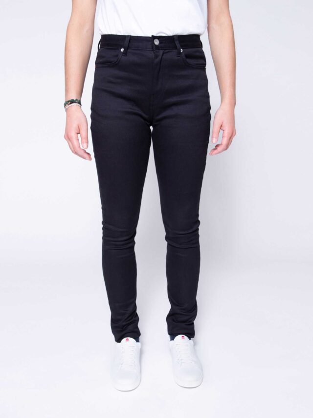 1083 - JEANS SKINNY 207H SUPER FUSELE taille haute coton bio uni noir