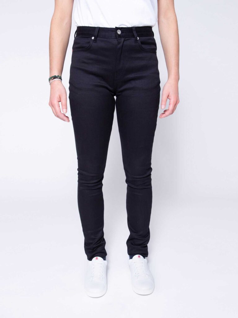 1083 - JEANS SKINNY 207H SUPER FUSELE taille haute coton bio uni noir