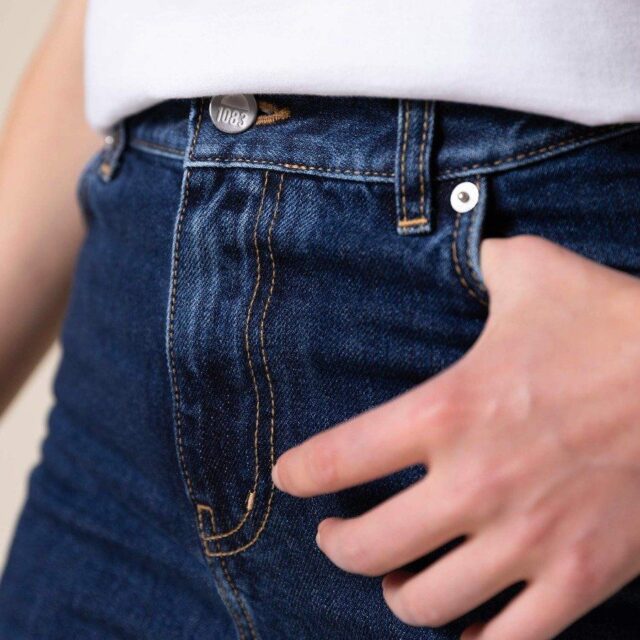 1083 - JEANS MOM 208H DELAVE 100 % coton bio indigo ocean