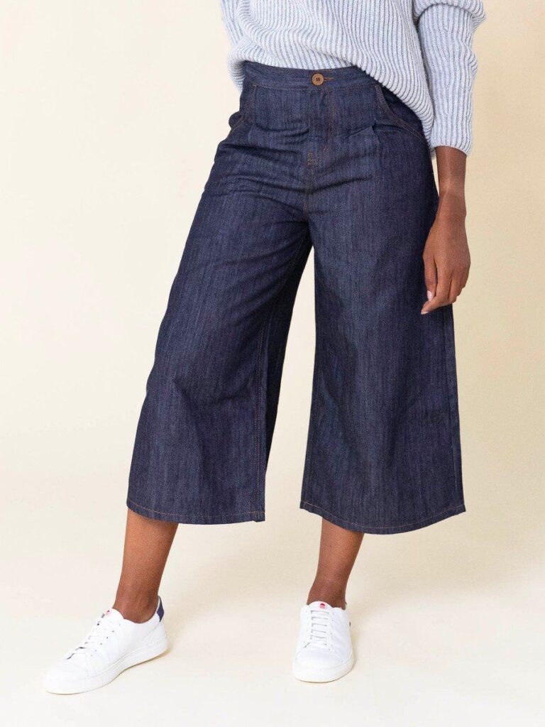 1083 - JUPE CULOTTE JEANS 210H coton bio filidenim indigo brut Femme