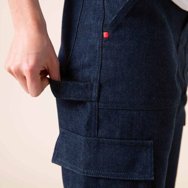 1083 - CARGO DROIT 211N coton bio superdenim bleu Femme