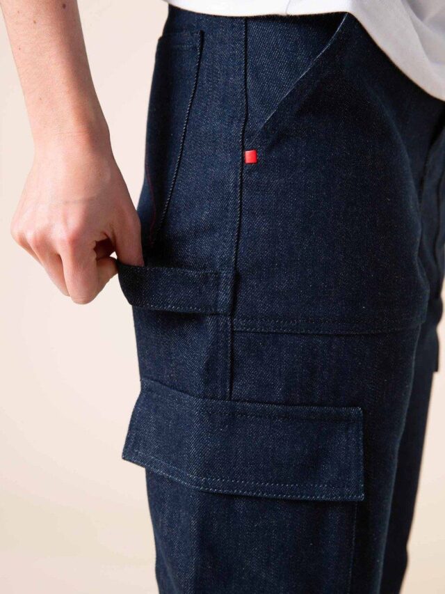 1083 - CARGO DROIT 211N coton bio superdenim bleu Femme