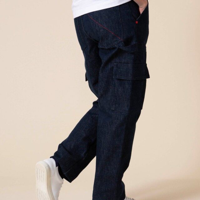 1083 - CARGO DROIT 211N coton bio superdenim bleu Femme