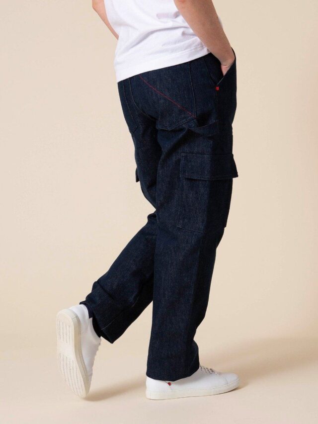 1083 - CARGO DROIT 211N coton bio superdenim bleu Femme