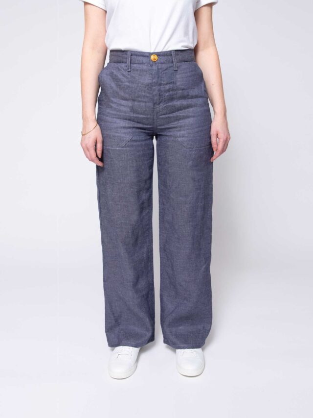 1083 - JEANS LIN LARGE 214H taille haute denimoriginal bleu Femme