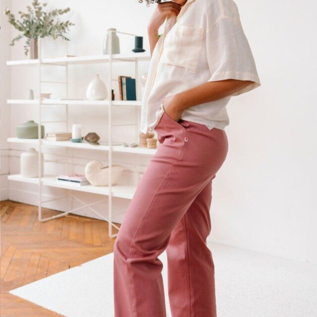 1083 - PANTALON LARGE 214H coton bio filidenim flex uni rose quartz