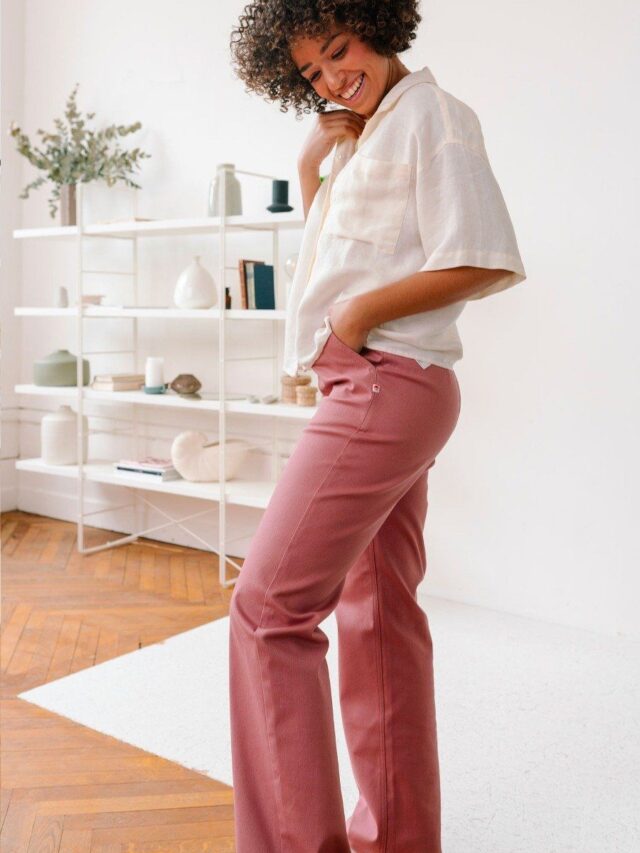 1083 - PANTALON LARGE 214H coton bio filidenim flex uni rose quartz