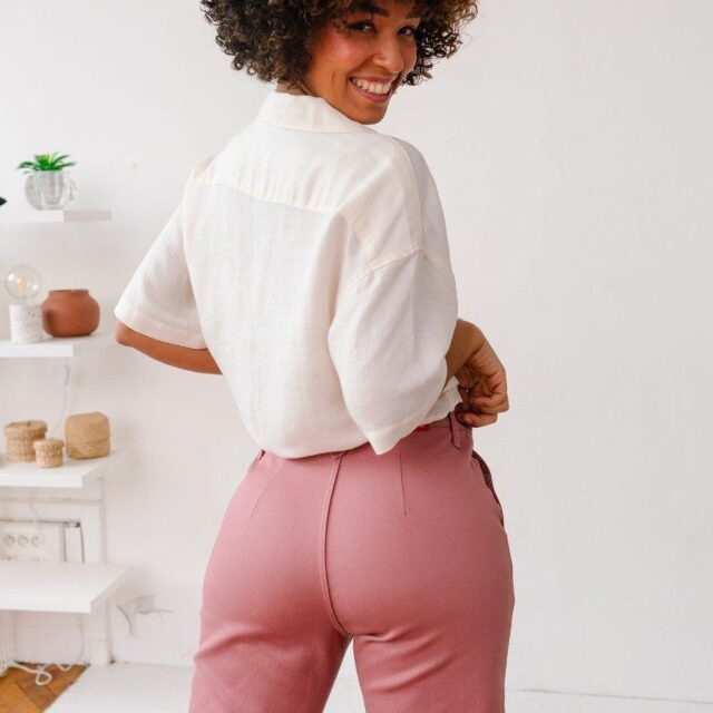 1083 - PANTALON LARGE 214H coton bio filidenim flex uni rose quartz