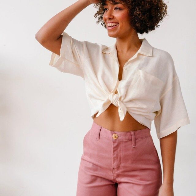 1083 - PANTALON LARGE 214H coton bio filidenim flex uni rose quartz