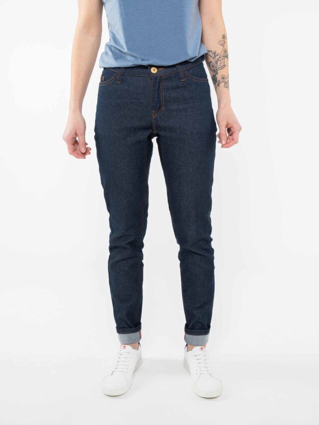 1083 - JEANS SLIM 220H FUSELE ESCALADE coton bio filidenim flex bleu Femme