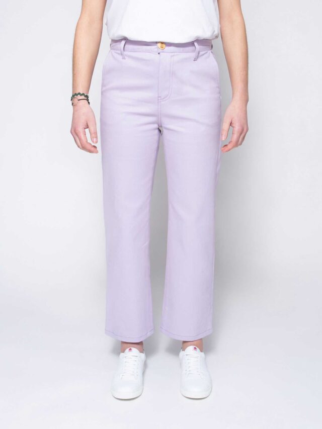 1083 - PANTALON LILAS LARGE 261H taille haute coton bio filidenim flex Femme