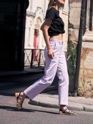 1083 - Pantalon lilas large 261h taille haute