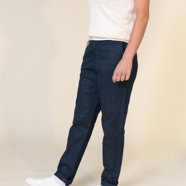 1083 - CHINO AJUSTE 263N bleu marine coton bio filidenim flex Femme