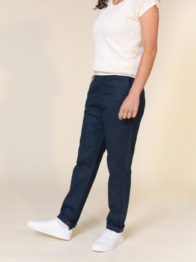 1083 - CHINO AJUSTE 263N bleu marine coton bio filidenim flex Femme