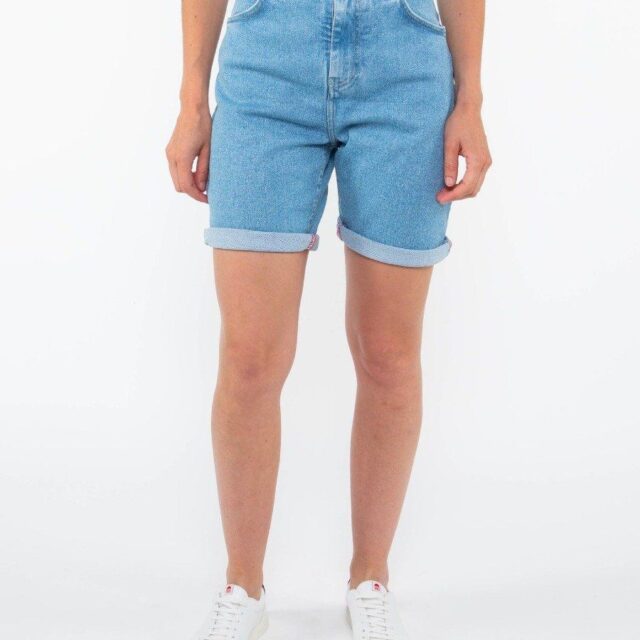 1083 - SHORT LONG 271H DROIT DELAVE taille haute coton bio indigo clair