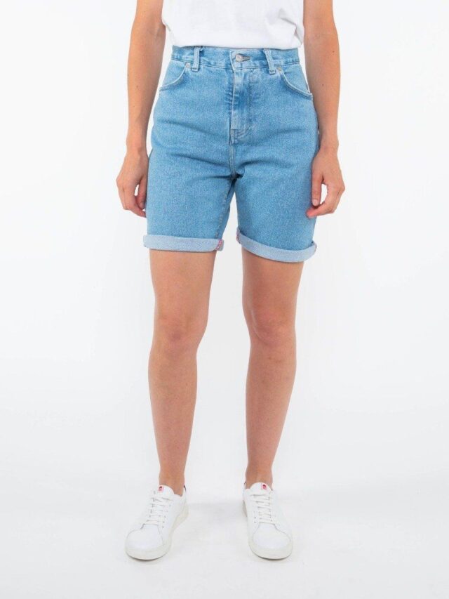 1083 - SHORT LONG 271H DROIT DELAVE taille haute coton bio indigo clair