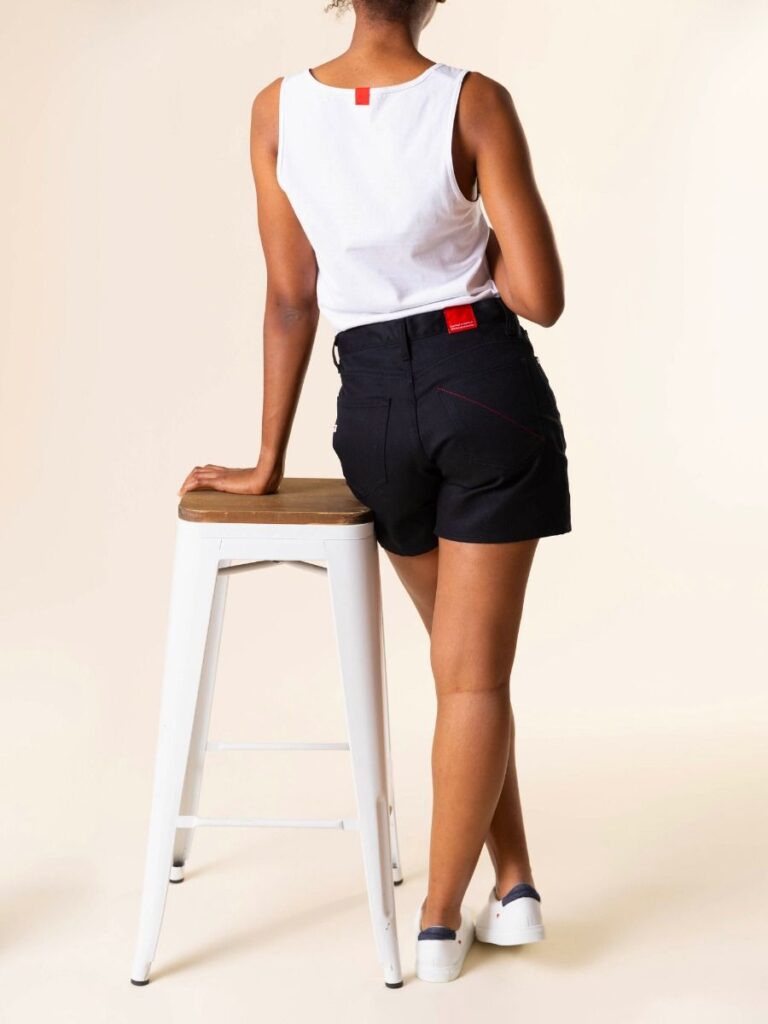 1083 - SHORT JEANS NOIR 276H taille haute coton bio denimoriginal Femme