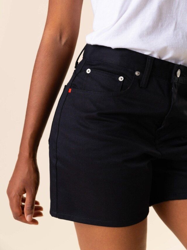 1083 - SHORT JEANS NOIR 276H  taille haute coton bio denimoriginal Femme