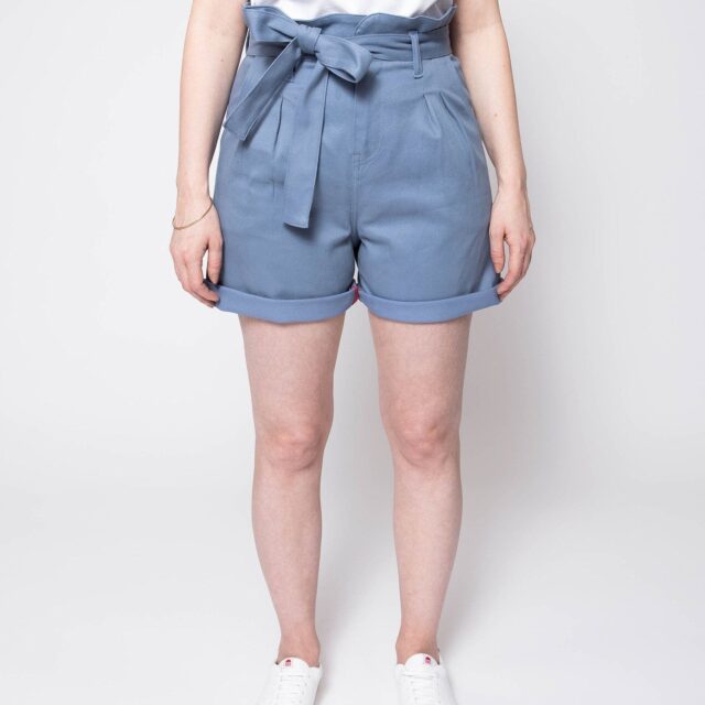 1083 - SHORT NOUE 279H LARGE taille haute coton bio bleu horizon