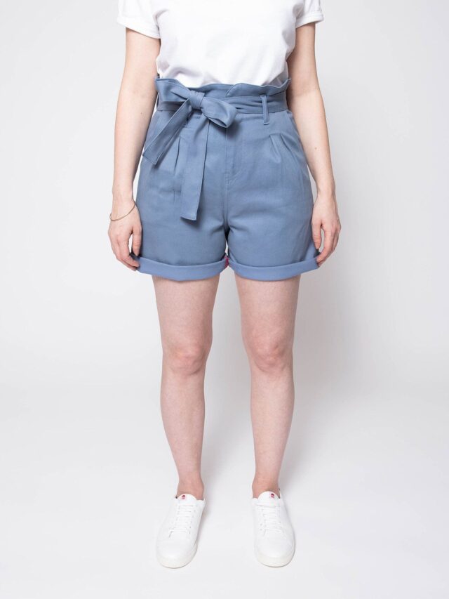 1083 - SHORT NOUE 279H LARGE taille haute coton bio bleu horizon