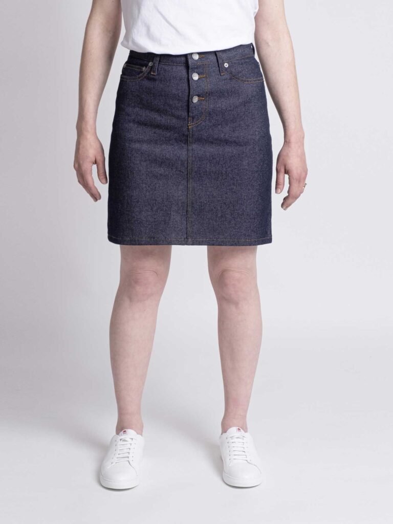 1083 - JUPE DROITE 291H taille haute coton bio superdenim flex indigo brut